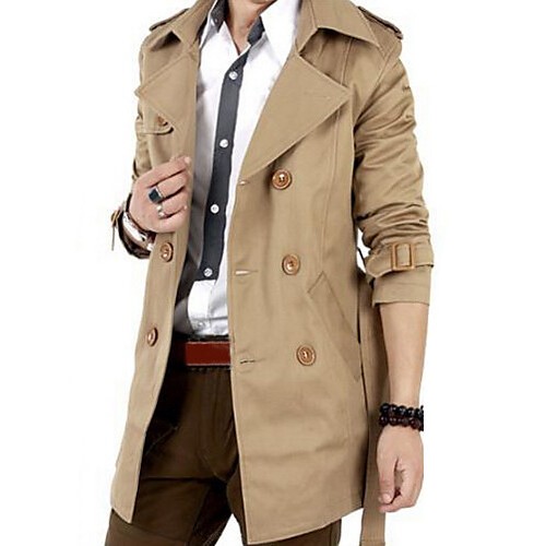 Men'sBritish Style Leisure Slim Long Sleeve Long Trench coat , Pure