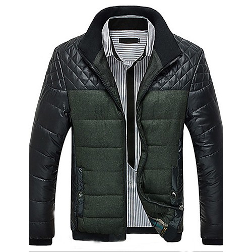 Men's Regular Padded Coat,Polyester Solid Long Sleeve