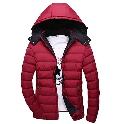 Men's Regular Padded Coat,Cotton Solid Long Sleeve