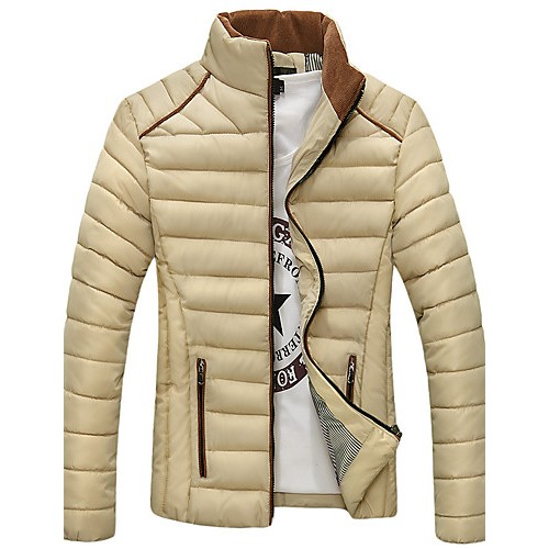 Men's Regular Padded Coat,Polyester Solid Long Sleeve