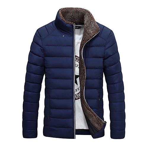 Men's Regular Padded CoatCotton Solid Long Sleeve